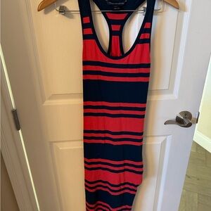 French Connection Red and Black Striped Dress